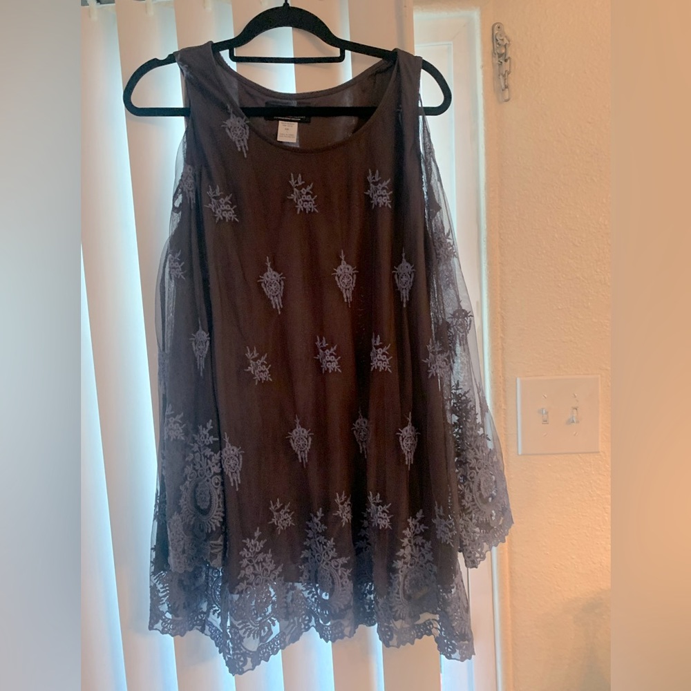 Two toned Purple Overlay Lace Boho Type Blouse
